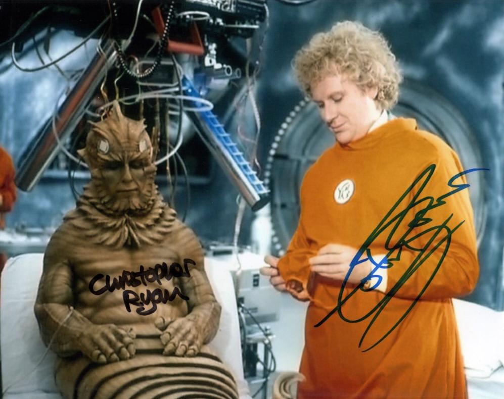 COLIN BAKER (The Doctor) & CHRISTOPHER RYAN  (Kiv) double hand signed 10 x 8 photo